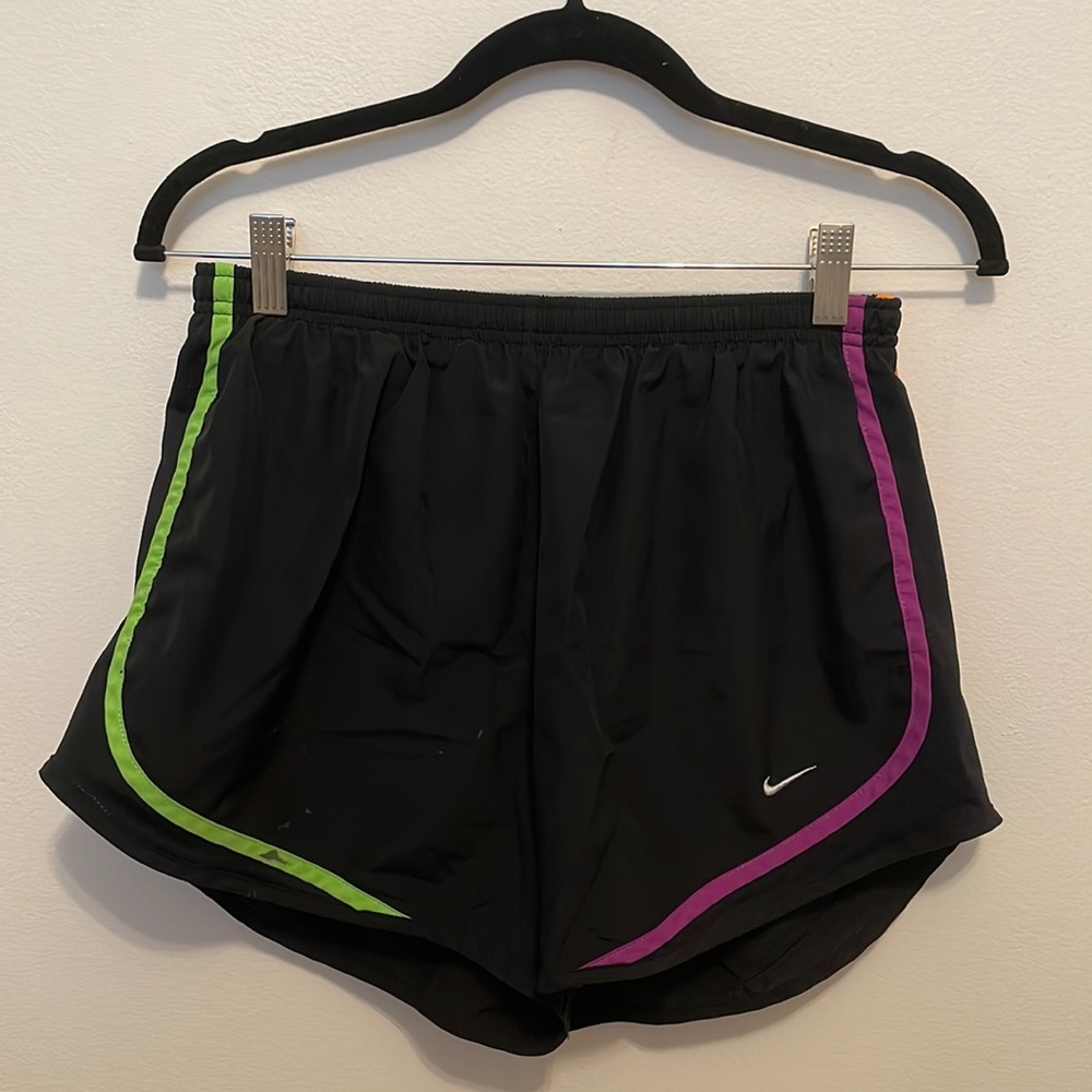 Black and multicolored Nike dri-fit tempo shorts